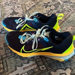 Nike Blue and Neon Orange Terra Kiger Running Shoes. Size 9
